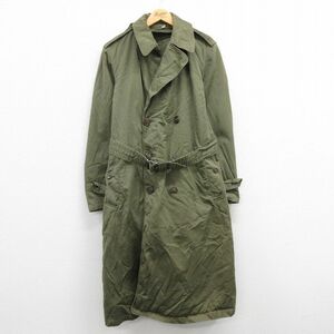 M/古着 長袖 ビンテージ ミリタリー オーバー コート メンズ 50s ロング丈 コットン 緑 グリーン 23oct02 中古 アウター 2OF