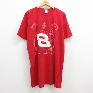 古着 半袖 ビンテージ Tシャツ ワンピース レディース 00s デイルアーンハートジュニア 8 ロング丈 コットン クルーネック 赤 レッド 2 5OF