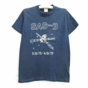 古着 半袖 ビンテージ Tシャツ キッズ ボーイズ 子供服 70s SAS-3 宇宙衛星 クルーネック 紺 ネイビー spe 22jun07 5OF