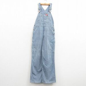 W34/古着 ディッキーズ Dickies オーバーオール メンズ 90s コットン 紺他 ネイビー ヒッコリー ストライプ spe 24feb07 中古 ボトムス 2OF