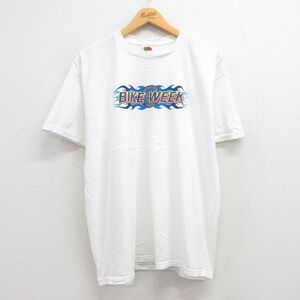 XL/古着 半袖 ビンテージ Tシャツ メンズ 00s バイクウィーク コットン クルーネック 白 ホワイト 23jul12 中古 2OF