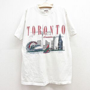 古着 TULTEX 半袖 ビンテージ Tシャツ キッズ ボーイズ 子供服 90s トロント ビル コットン クルーネック 白 ホワイト 24feb20 2OF