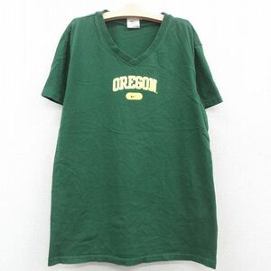 古着 ナイキ NIKE 半袖 ビンテージ Tシャツ キッズ ボーイズ 子供服 OREGON コットン Vネック 緑 グリーン 23apr21 2OF