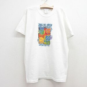 古着 半袖 ビンテージ Tシャツ キッズ ボーイズ 子供服 00s USオープン テニス コットン クルーネック 白 ホワイト 23jun17 2OF