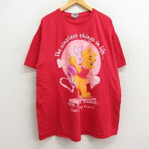 古着 半袖 ビンテージ Tシャツ レディース 00s ディズニー くまのプーさん ピグレット 大きいサイズ ロング丈 コットン クルーネック 2OF