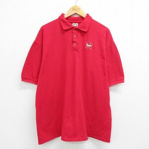 XL/古着 半袖 ポロ シャツ メンズ 90s ネブラスカコーンハスカーズ 大きいサイズ コットン 赤 レッド 23may12 中古 トップス 2OF