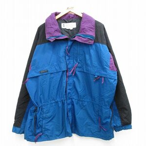 XL/古着 コロンビア 長袖 ナイロン ジャケット メンズ 90s ワンポイントロゴ 大きいサイズ マルチカラー 紺他 ネイビー 23nov09 中古 2OF