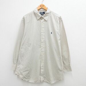 XL/古着 ラルフローレン 長袖 ブランド シャツ メンズ 90s ワンポイントロゴ ANDREW 大きいサイズ コットン 黄他 イエロー チェック 23 2OF