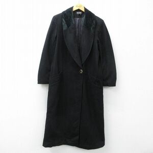  б/у одежда длинный рукав шерстяное пальто женский 00s длинный длина воротник велюр чёрный черный 23dec23 б/у внешний 2OF