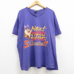 古着 半袖 ビンテージ Tシャツ レディース 00s ルーニーテューンズ タズ シー 大きいサイズ Vネック 紫 パープル spe 23apr08 中古 2OF