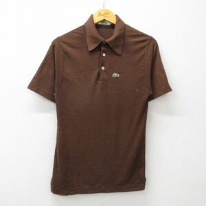 S/古着 ラコステ LACOSTE 半袖 ブランド ポロ シャツ メンズ ワンポイントロゴ 鹿の子 茶 ブラウン 24mar02 中古 トップス 2OF