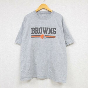 XL/古着 半袖 Tシャツ メンズ NFL クリーブランドブラウンズ クルーネック 薄グレー 霜降り アメフト スーパーボウル 23aug03 中古 2OF