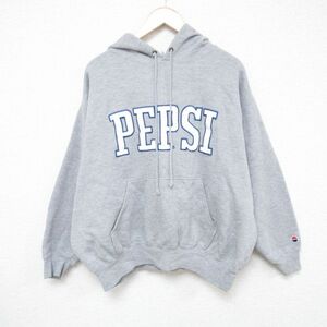 XL/古着 長袖 スウェット パーカー メンズ 00s ペプシ PEPSI 刺繍 大きいサイズ グレー 霜降り 23oct21 中古 スエット トレーナー トッ 2OF