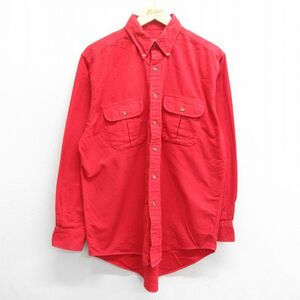 XL/古着 ブルックスブラザーズ 長袖 ブランド ヘビー フランネル シャツ メンズ 80s コットン ボタンダウン 赤 レッド 23nov18 中古 ト 2OF