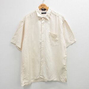 XL/古着 ノーティカ 半袖 ブランド シャツ メンズ 葉 シルク 大きいサイズ ロング丈 生成り 24mar05 中古 トップス 2OF