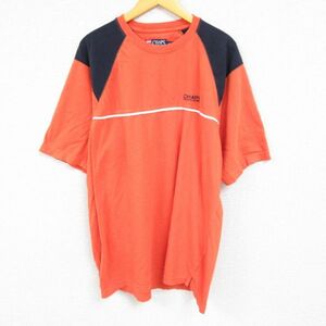 XL/古着 ラルフローレン Ralph Lauren チャップス 半袖 ブランド Tシャツ メンズ 90s ワンポイントロゴ ツートンカラー 大きいサイズ 2OF