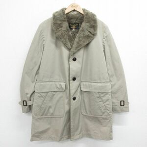 L/ old clothes long sleeve coat men's 80s long height beige khaki inside side fur 24jan25 used outer 2OF