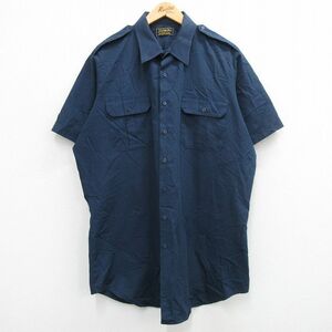 XL/古着 半袖 ワーク シャツ メンズ 90s 大きいサイズ ロング丈 紺 ネイビー 24mar13 中古 トップス 2OF