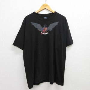 XL/古着 半袖 ビンテージ Tシャツ メンズ 00s バイク エンジン 死神 ミルウォーキー 大きいサイズ コットン クルーネック 黒 ブラック 5OF