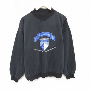 XL/古着 ビューグルボーイ 長袖 スウェット メンズ 90s 大きいサイズ モックネック ハイネック 黒 ブラック 23nov08 中古 スエット ト 2OF