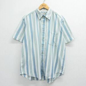 XL/古着 半袖 シャツ メンズ 00s コットン 薄紺他 ネイビー ストライプ 23apr18 中古 トップス 2OF