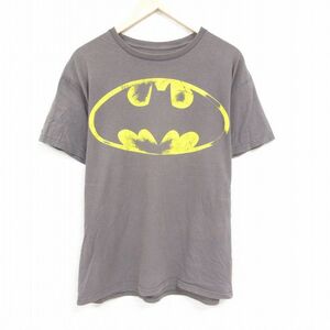 XL/古着 半袖 Tシャツ メンズ DCコミックス バットマン BATMAN コットン クルーネック グレー 24feb26 中古 2OF