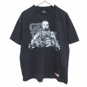 XL/古着 半袖 Tシャツ メンズ ワールドプロレスリング コットン クルーネック 黒 ブラック 24feb14 中古 2OF