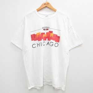 XL/古着 半袖 ビンテージ Tシャツ メンズ 00s シカゴ バス 大きいサイズ コットン クルーネック 白 ホワイト 23aug09 中古 2OF