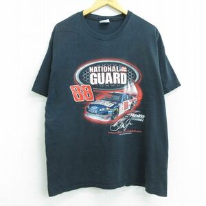 XL/古着 半袖 ビンテージ Tシャツ メンズ 00s レーシングカー シボレー GUARD コットン クルーネック 黒 ブラック 22jun01 中古 5OF