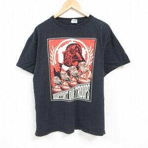 XL/古着 半袖 Tシャツ メンズ スターウォーズ STAR WARS ダースベイダー 大きいサイズ コットン クルーネック 黒 ブラック 24feb12 中 2OF