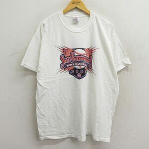 XL/古着 半袖 ビンテージ Tシャツ メンズ 00s ベースボール 野球 大きいサイズ コットン クルーネック 白 ホワイト 23aug08 中古 2OF