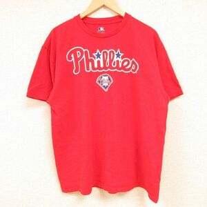 XL/古着 半袖 Tシャツ メンズ MLB フィラデルフィアフィリーズ クルーネック 赤 レッド メジャーリーグ ベースボール 野球 24feb23 中 2OF