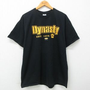 XL/古着 半袖 ビンテージ Tシャツ メンズ 00s Dynasty フットボール 大きいサイズ コットン クルーネック 黒 ブラック 23apr27 中古 2OF