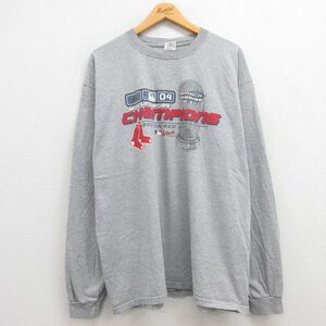 XL/古着 長袖 ビンテージ Tシャツ メンズ 00s MLB ボストンレッドソックス ワールドシリーズ 大きいサイズ クルーネック グレー 霜降り 2OF