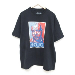 XL/古着 半袖 Tシャツ メンズ HOJO 男性 大きいサイズ クルーネック 黒 ブラック 24feb26 中古 2OF