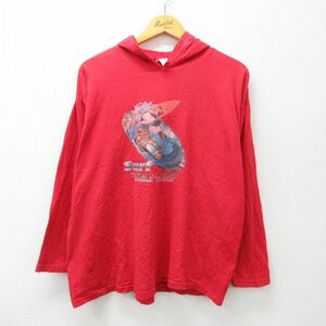 XL/古着 長袖 ビンテージ Tシャツ パーカー メンズ 00s サーフィン 大きいサイズ 赤 レッド 23aug26 中古 2OF