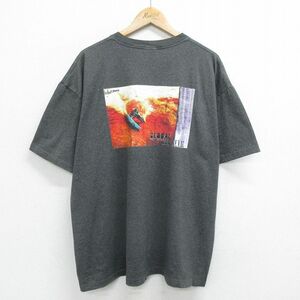 XL/古着 ラスティ 半袖 ビンテージ Tシャツ メンズ 90s サーフィン 大きいサイズ クルーネック 濃グレー 霜降り 24mar02 中古 2OF