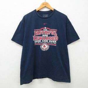 XL/古着 ナイキ NIKE 半袖 ビンテージ Tシャツ メンズ 00s MLB ボストンレッドソックス ワールドシリーズ ワンポイントロゴ 大きいサイ 2OF