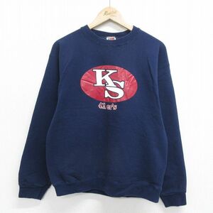 M/古着 フルーツオブザルーム 長袖 スウェット メンズ 00s KS 41ers クルーネック 紺 ネイビー 24feb01 中古 スエット トレーナー トッ 2OF