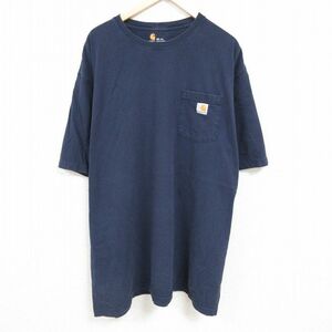 XL/古着 カーハート Carhartt 半袖 ブランド Tシャツ メンズ ワンポイントロゴ 胸ポケット付き 大きいサイズ ロング丈 コットン クルー 2OF