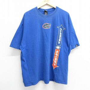 XL/古着 スターター 半袖 ビンテージ Tシャツ メンズ 00s フロリダゲイターズ フットボール 大きいサイズ コットン クルーネック 青 ブ 2OF