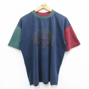 XL/古着 半袖 ビンテージ Tシャツ メンズ 00s オハイオノーザン大学 マルチカラー コットン クルーネック 紺他 ネイビー 23jun27 中古 2OF