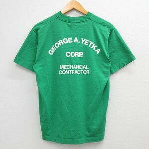 M/古着 半袖 ビンテージ Tシャツ メンズ 80s GEORGE A．YETKA クルーネック 緑 グリーン 23apr01 中古 2OF