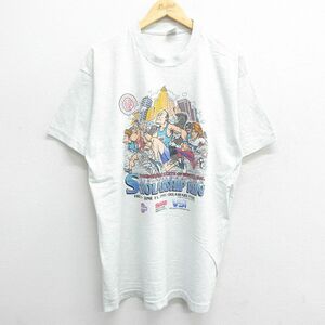 XL/古着 半袖 ビンテージ Tシャツ メンズ 90s マラソン 日産 企業広告 クルーネック 薄グレー 霜降り 23jun29 中古 2OF