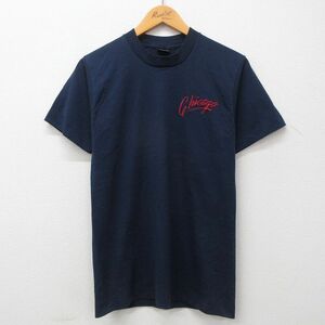 S/古着 半袖 ビンテージ Tシャツ メンズ 80s シカゴ クルーネック 紺 ネイビー 23jul01 中古 2OF