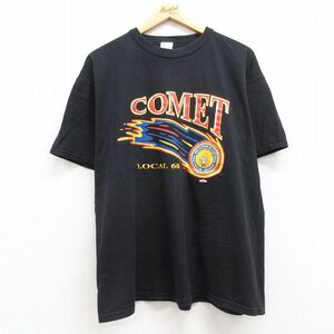 XL/古着 半袖 ビンテージ Tシャツ メンズ 80s COMET コットン クルーネック 黒 ブラック 23jul01 中古 2OF