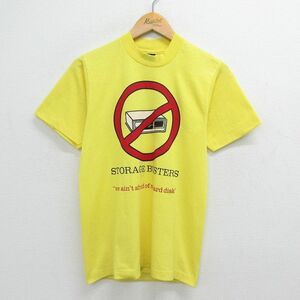 S/古着 半袖 ビンテージ Tシャツ メンズ 90s STORAGE BUSTERS OMEGA クルーネック 黄 イエロー 23jun26 中古 2OF