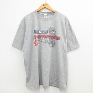 XL/古着 半袖 ビンテージ Tシャツ メンズ 00s MLB ボストンレッドソックス ワールドシリーズ 大きいサイズ クルーネック グレー 霜降り 2OF
