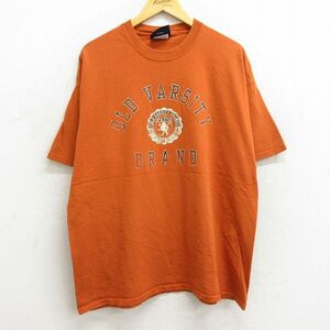 XL/古着 半袖 ビンテージ Tシャツ メンズ 00s OLD VARSITY 大きいサイズ コットン クルーネック オレンジ 23jul17 中古 2OF