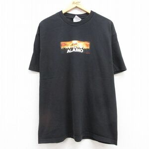 XL/古着 半袖 ビンテージ Tシャツ メンズ 00s 映画 アラモ コットン クルーネック 黒 ブラック spe 24feb09 中古 2OF